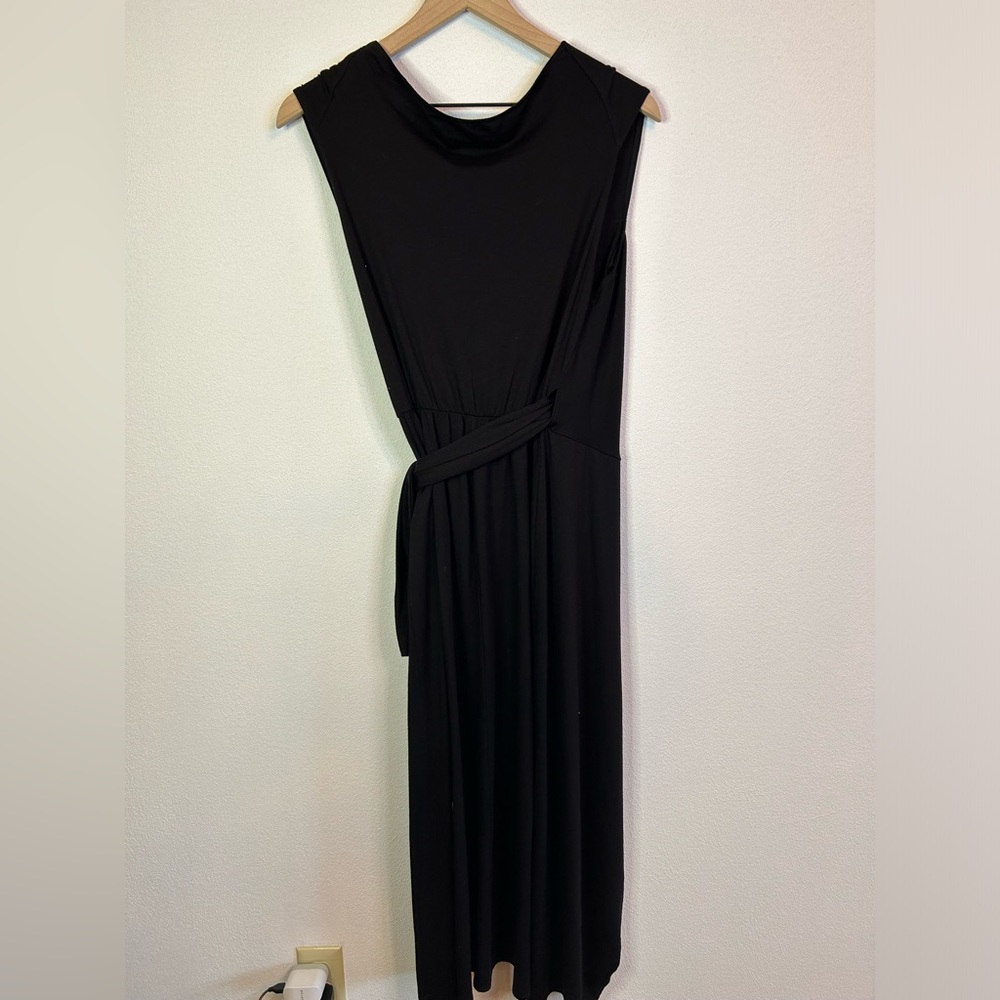 NWT Reformation Sage Black Wrap Midi Dress Large - Picture 7 of 11